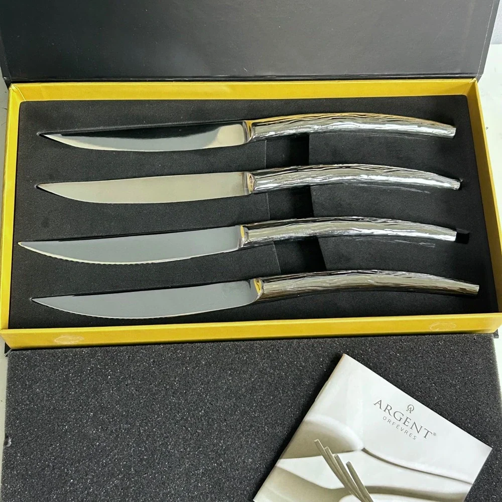 Argent Orfevres 4 Piece Steak Knife Set Art Inspiration Expression Stainless NEW